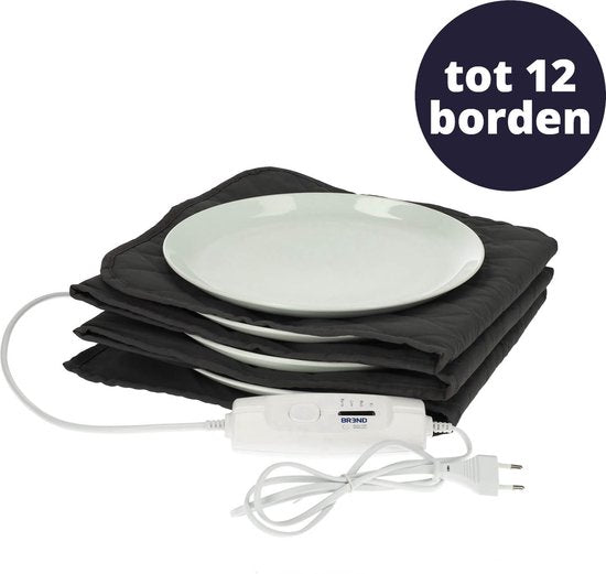 BREND BR-2209 Elektrischer Tellerwärmer für bis zu 12 Teller - 4 Temperaturstufen bis zu 70°C - abwaschbarer Deckel - Heizplatte - Anthrazit