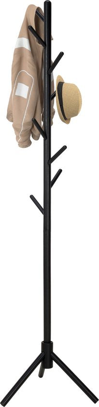 Brixy Garderobe - Stehende Garderobe - 8 Haken - 175 cm - Garderobe Holz - Garderobenständer - Schwarz