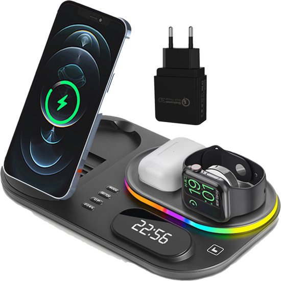 iSetchi Wireless Qi Charger 15 Watt Schnellladegerät (4-in-1) - Mit Quick Charge 3.0 Adapter