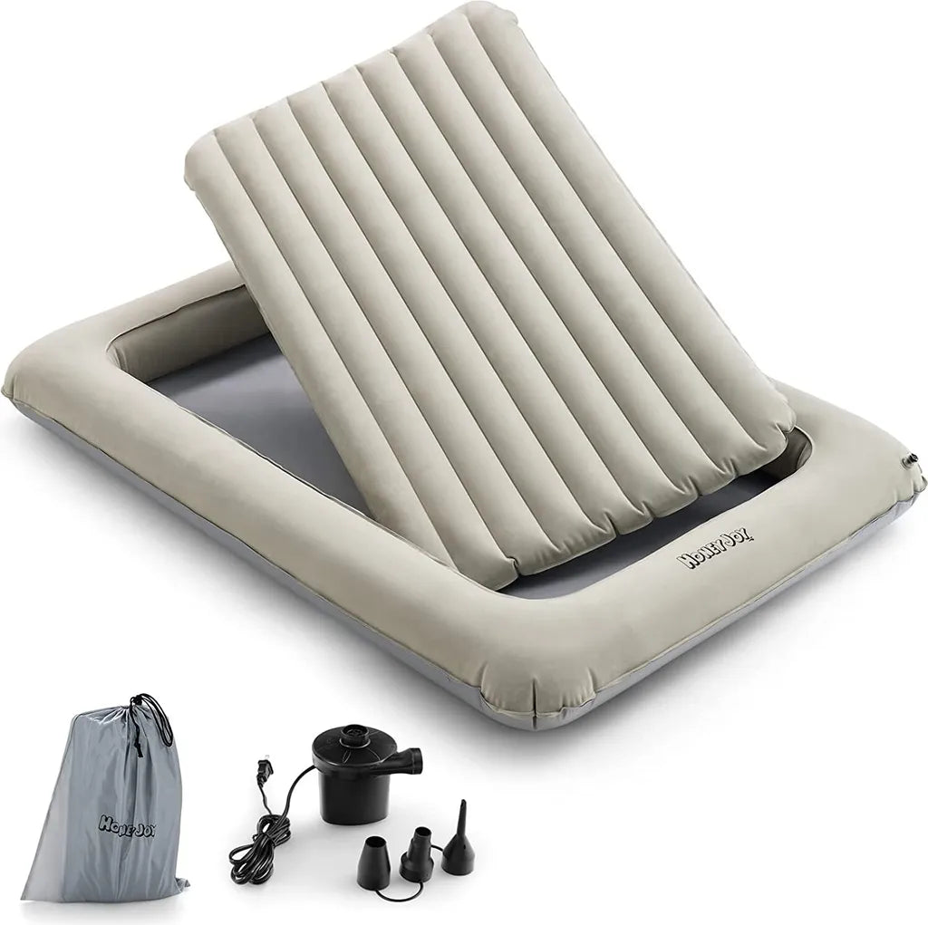 Costway Kleinkind-Reisebett - Inkl. Matratze & Pumpe - max. 150 kg - 165 x 118 x 20 cm - Grau