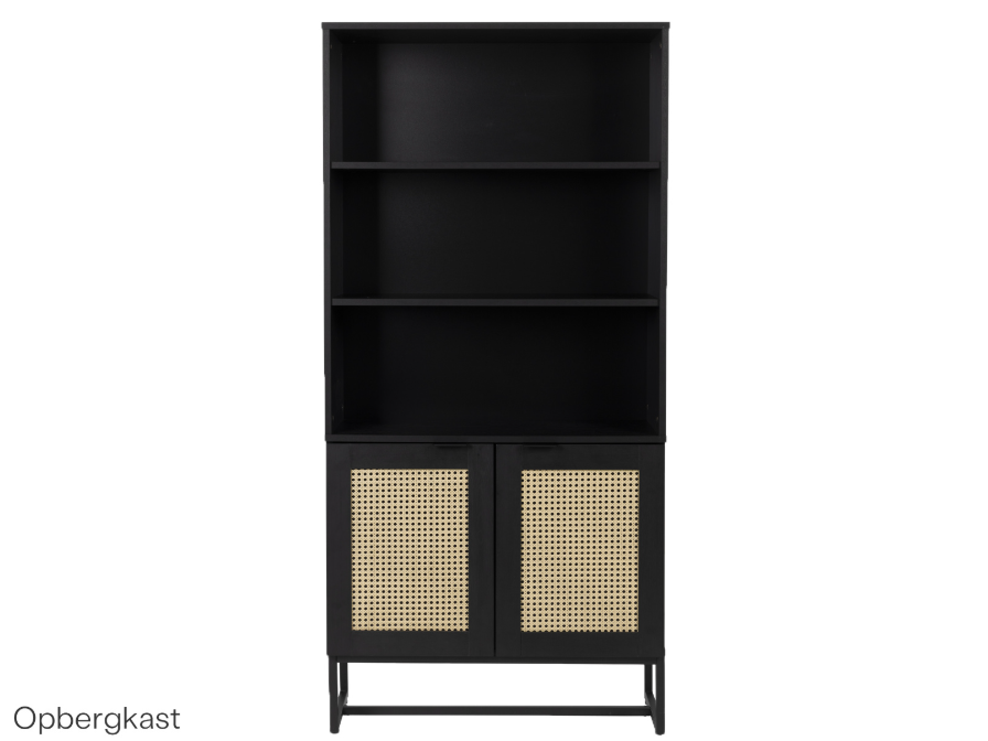 White Label - Schwarzer Guiji-Schrank - 148x80x30cm
