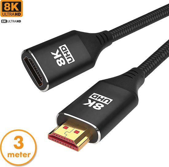 Drivv. Premium HDMI-Verlängerungskabel 2.1 - Stecker auf Buchse - 3 Meter