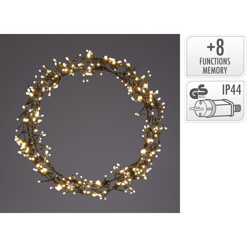 LED-Weihnachtskranz 300 Lichter mit Steckdose - Farbe dunkel - Ø38