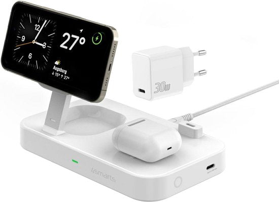 4smart boy. Trident 2in1 Induktion + USB-C + 30W Wandladegerät weiß/weiß 540998