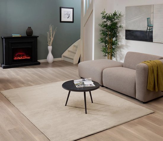 Flycarpets Malaga Waschbarer Teppich - Beige - Niederflorteppich - Wohnzimmer - 160x220 cm