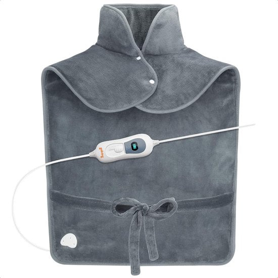 Goliving Heizdecke für Rücken und Nacken - Elektrische Heizdecke - 3 Heizstufen - Timerfunktion - Maschinenwaschbar - 100 Watt - 90 x 60 cm - Grau