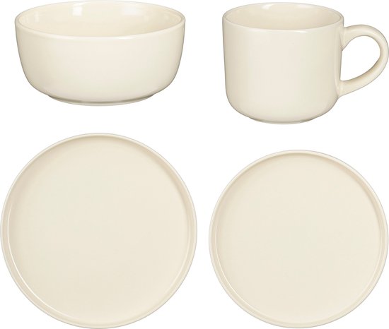 Mica Decorations Ozzu Geschirrset für 4 Personen - Steingut - Off-white