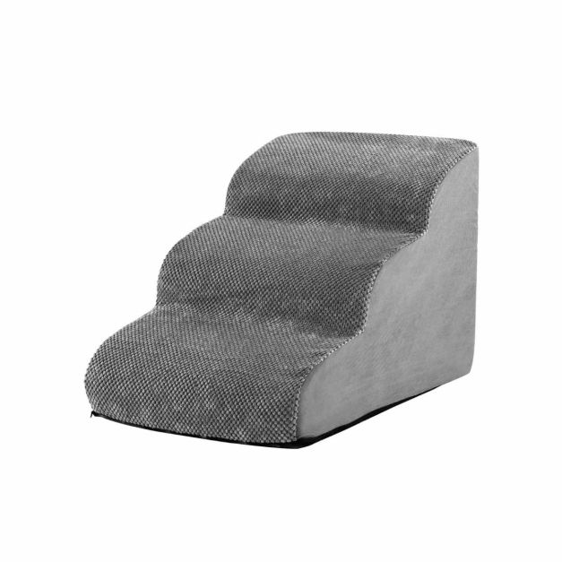 Coast Hundetreppe - 3 Stufen - Anti-Rutsch - Moosgummi - 58 x 42 x 40 cm - Grau