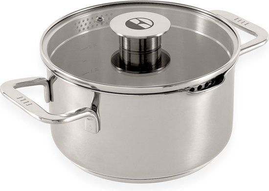 ELLE Gourmet Classique Edelstahl Kochtopf mit Deckel - Ø 20 cm - Kochtopf - PFAS frei - Induktion