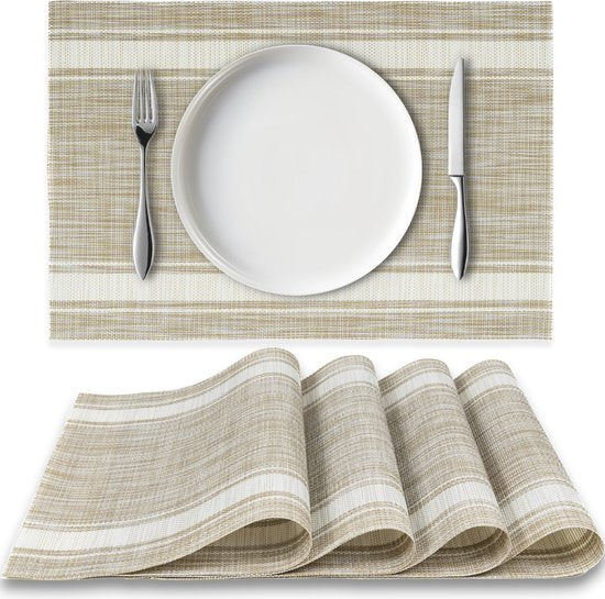 Loti Living Tischsets 4 Stück - Tischsets Kunststoff - Tischsets Kunststoff - Untersetzer - 30 x 45 cm - 2 Streifen