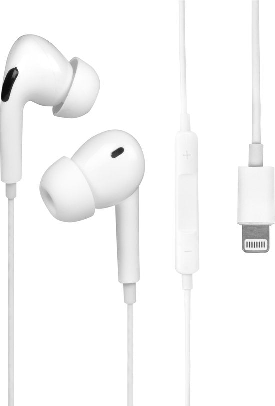 Nuvance - Ohrhörer mit Kabel und Mikrofon - Geeignet für Apple Lightning - In-Ear-Ohrstöpsel - Kopfhörer - Weiß