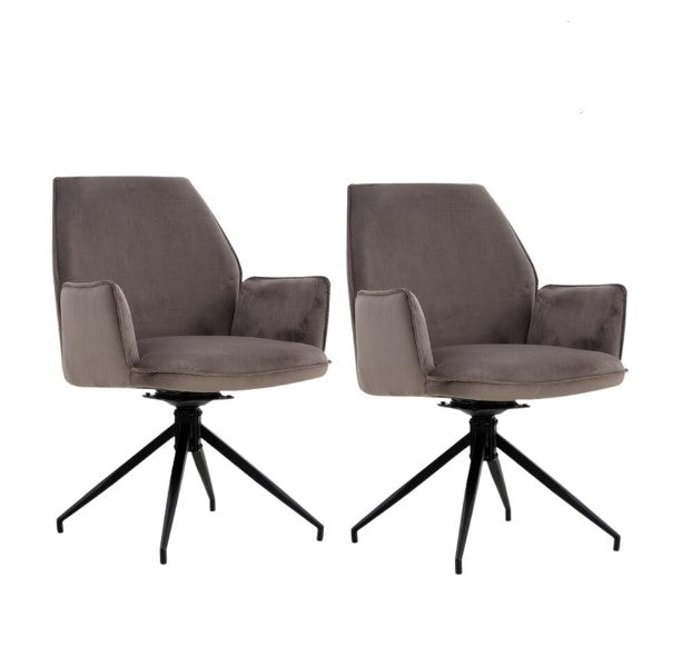 Collectables 2er-Set Esszimmerstühle - Drehbar - 57 x 63 x 90 cm - Velvet Anthrazit