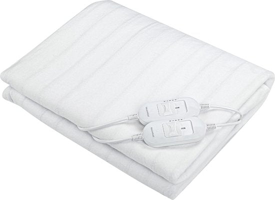 Bloomfold Electric Blanket - 160 x 140 cm - Maschinenwaschbar - 2 Personen - 3 Stufen - Wärmedecke - Weiß/Polyester