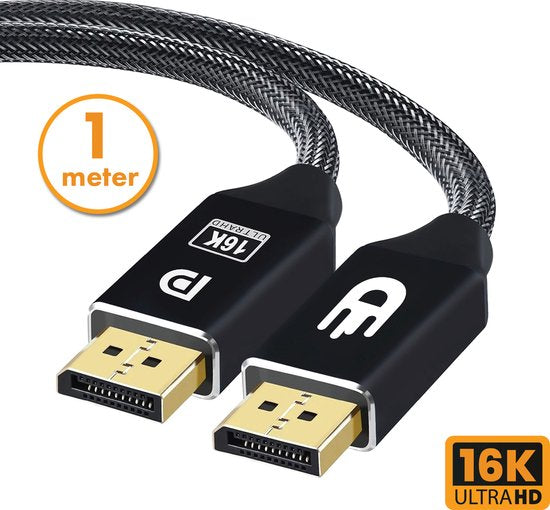 Drivv. DisplayPort-Kabel 2.1 - 16K 60Hz 8K 120Hz 4K 144Hz - 80Gbps - - DisplayPort zu DisplayPort - DP-Kabel - 1 Meter - Schwarz