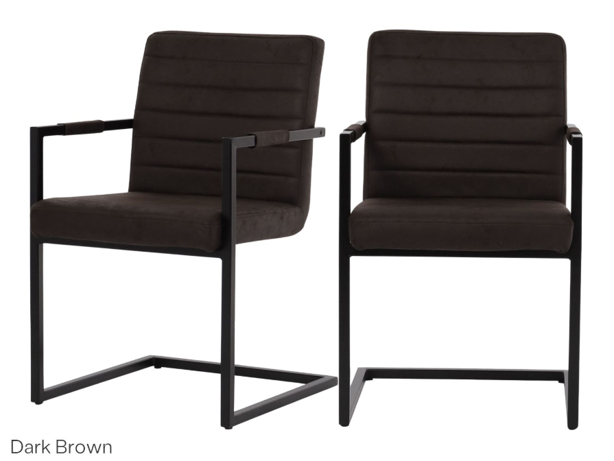 2x Dutchbone Esszimmerstuhl - Dunkelbraun - 57x58x70cm