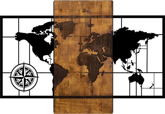 Asir - Dekoratives Wandaccessoire aus Holz - Walnuss - 58 x 85 cm