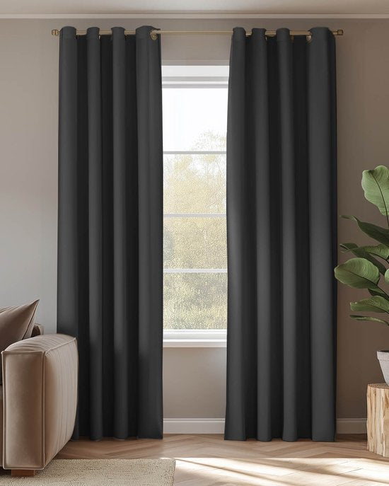 Beau Home Vorhang mit Ringen Quintus Jacquard - 280 x 280 cm - Schwarz
