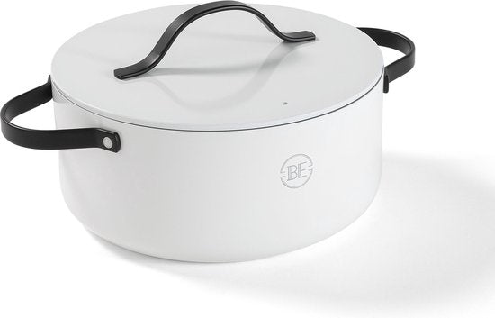 BE Living Essential Kasserolle mit Deckel - Ø 28 cm - Kochtopf - Keramik - PFAS-frei - Induktion - Weiß