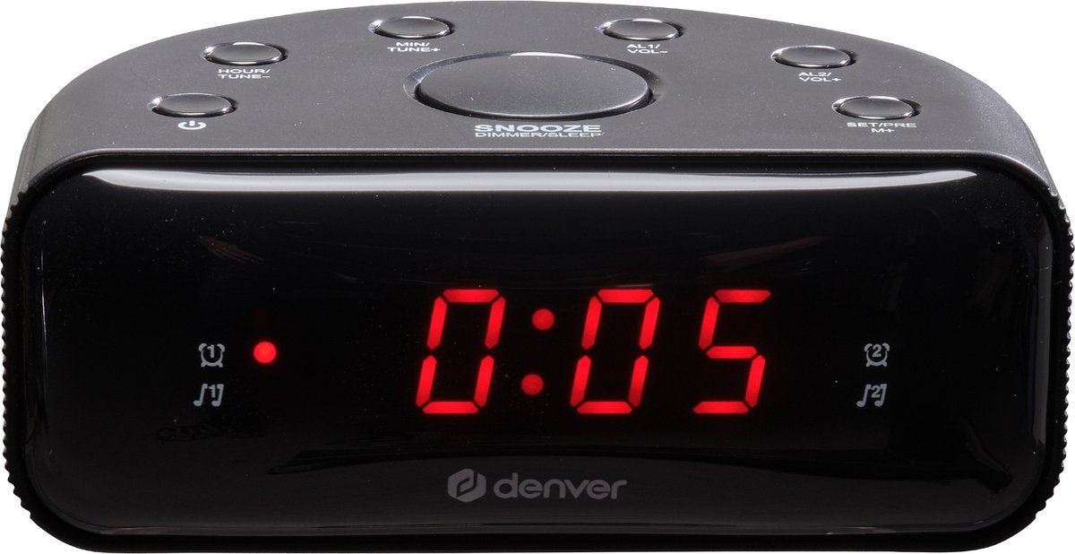 Denver - CR430 - Radiowecker - Schlummer-/Schlaffunktion - Digitaler Wecker - FM-Radio - Schwarz