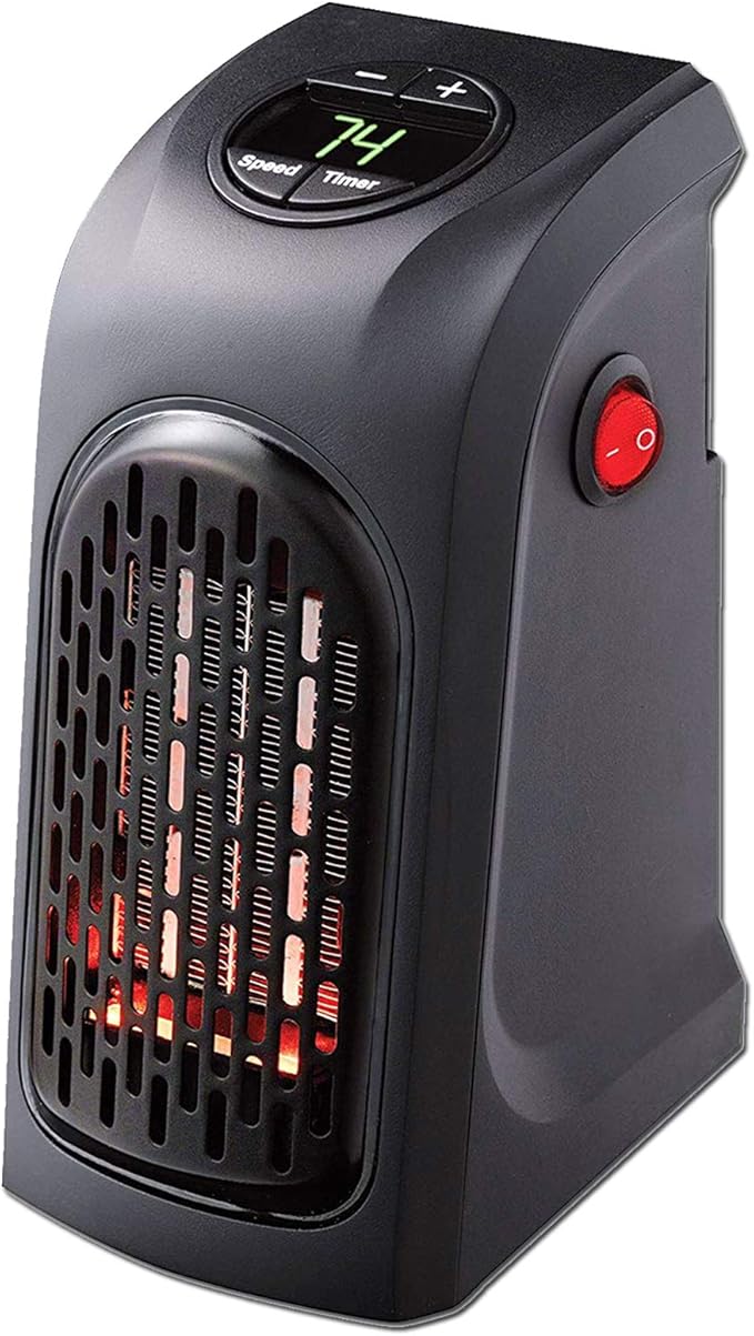 CENOCCO CC 9078 - Wandheizung - Einstellbarer Thermostat - LED-Digitalanzeige - Geräuschlos - Keramik - 2 Geschwindigkeiten - 400 Watt - Schwarz