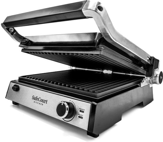 Safecourt Kitchen - 3-in-1 Kontaktgrill - Toaster - Abnehmbare Platten - 180 °C Gril - Schwarzl