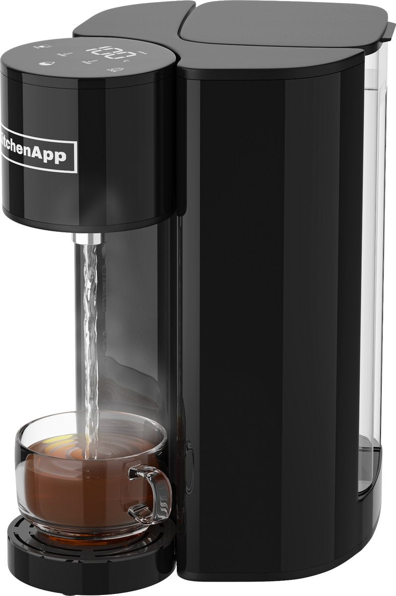 KitchenApp Heißwasserspender mit Filter - Luxus-Wasserkocher mit Temperaturregelung - Heißwasserhahn 2.7L - Schwarz