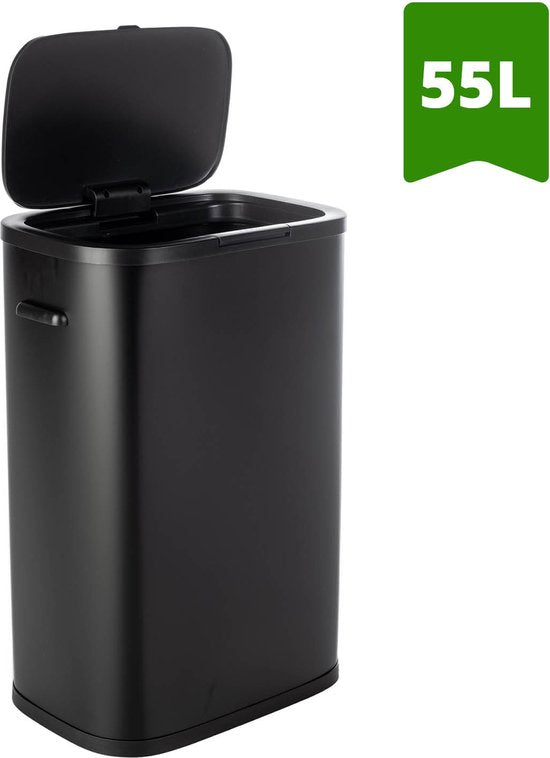 QLT Push Lid Mülleimer - Mülleimer mit Druckknopföffnung - Mülleimer - 55 Liter - 42 x 28