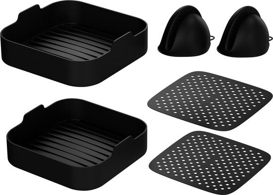 Noswo Airfryer Silikontablett - 4er-Set mit Handschuhen - 20