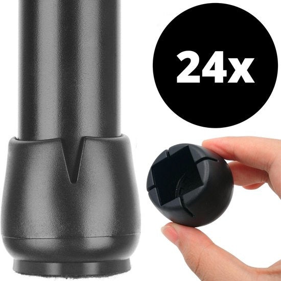 Stuhlbeinschützer Bodenschützer Ã˜22-25 mm - Stuhlbeinkappen Möbelkappen 24 Stück - Runde & quadratische Stuhlkappen Bodenschützer Stühle - Earkings Black