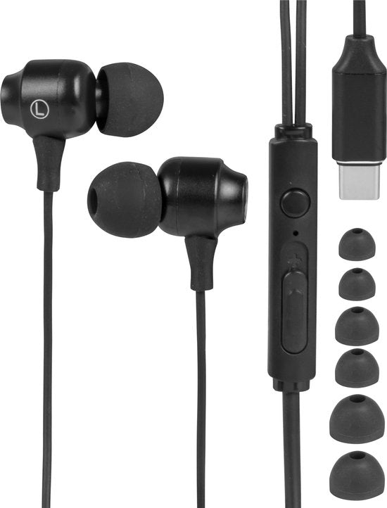 Nuvance - Kabelgebundene Ohrhörer - USB-C - Kabelgebundene Ohrhörer - In-Ear Kabelgebundene Ohrhörer mit Mikrofon - Schwarz