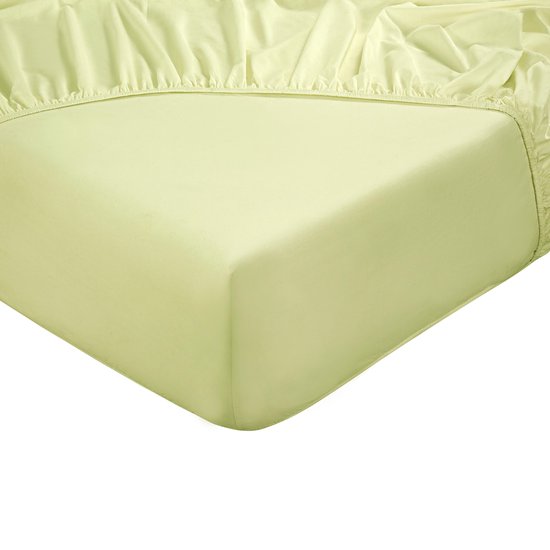 DoubleDry Spannbetttuch 140x200 cm - 100% natürliche Baumwolle - weich & atmungsaktiv - rundes Gummiband - OEKO-TEX & BSCI - Hellgelb
