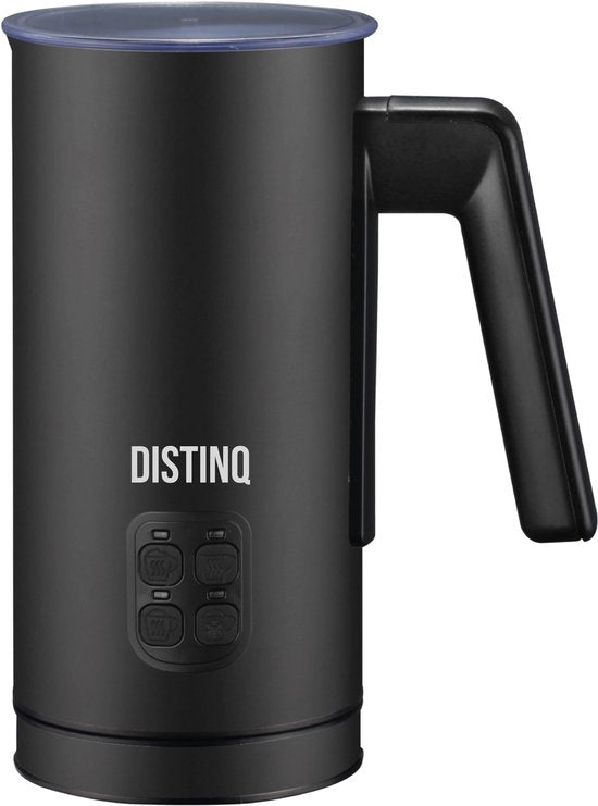 DistinQ Milchaufschäumer - 240 ml - Milchaufschäumer elektrisch - Milchaufschäumer elektrisch Edelstahl - Schwarz - Milchquirl 4-in-1 -.