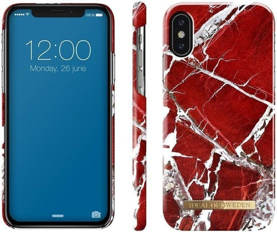 iDeal of Sweden Fashion Case Apple iPhone X / XS Scharlachrot Marmor