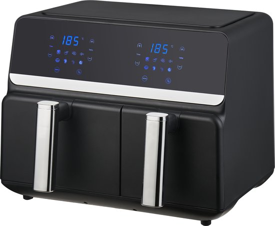 Nexxt Digital Double Airfryer XXL - Heißluftfritteuse mit Touchscreen - Fassungsvermögen 5