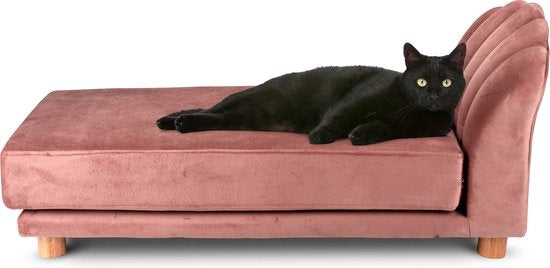 maxxpro Katzen- und Hundesofa - Rosa - erhöht mit Holzbeinen - Samtmaterial - 90 x 44 x 34 CM - Haustiere bis zu 80 KG