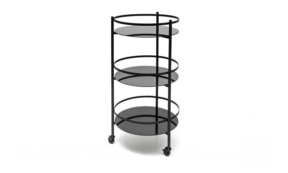 Servierwagen - 48x96cm - 3 Schichten - schwarz Bar