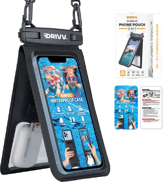Drivv. Wasserdichte Handytasche 2 in 1 mit Kabel - Universal bis zu 6