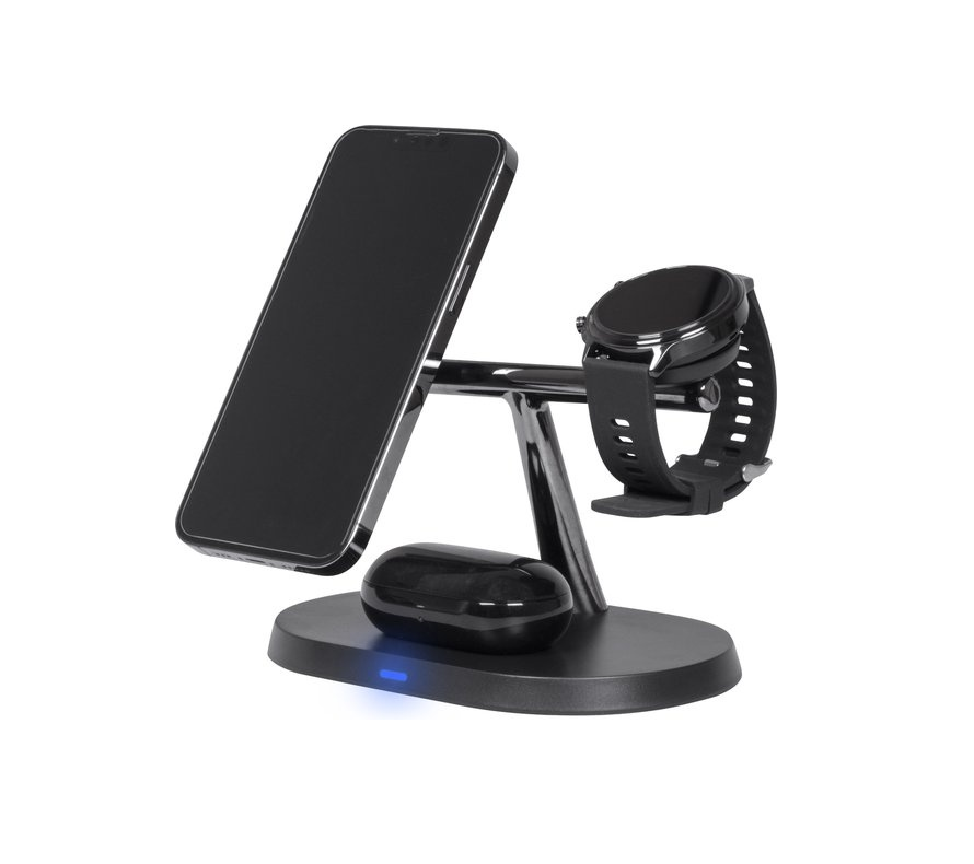 Nuvance - 3 in 1 Ladestation - für Apple iPhone und Samsung - Kabelloses Schnellladegerät - Kabelloses Ladegerät - 15W Schnellladegerät