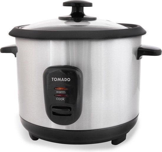 Tomado TRC1001S - Reiskocher - 5 Portionen - 1 Liter Fassungsvermögen - Warmhaltefunktion - Antihaftbeschichtung - PFAS-frei - Design aus Edelstahl