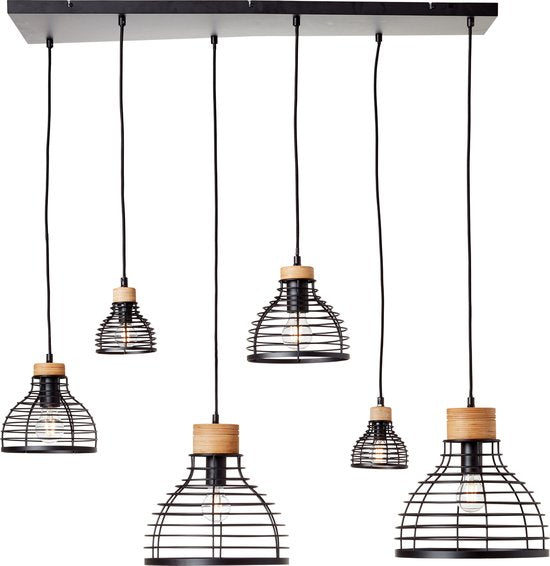 Brilliant Avia - Hängeleuchte - E27 max 6x40W - Farbe Schwarz/Holz