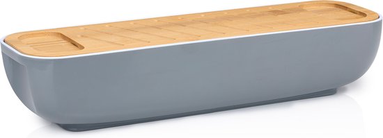 alpina Brotkasten - mit Bambus-Deckel/Schneidebrett - Griffe - 40 x 12