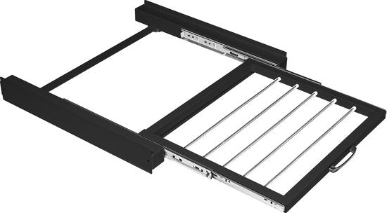 Vonia Spacer Waschtrockner - Stapelset Waschtrockner - Universal - Ausziehbarer Handtuchhalter - Schwarz