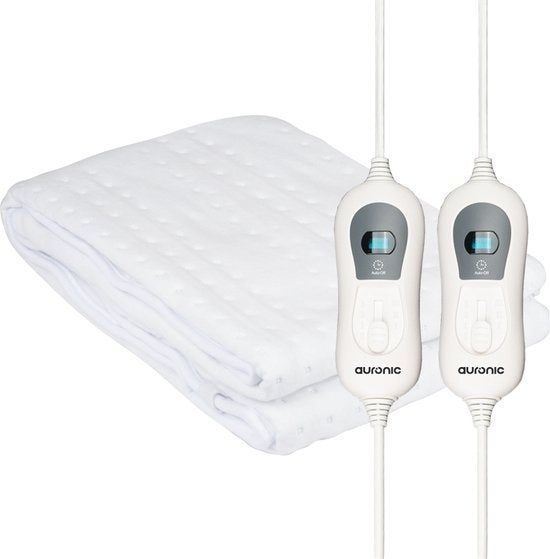 Auronic Electric Blanket - 2 Personen - 160x140cm - mit Eckgummis und 2 Reglern - Weiß
