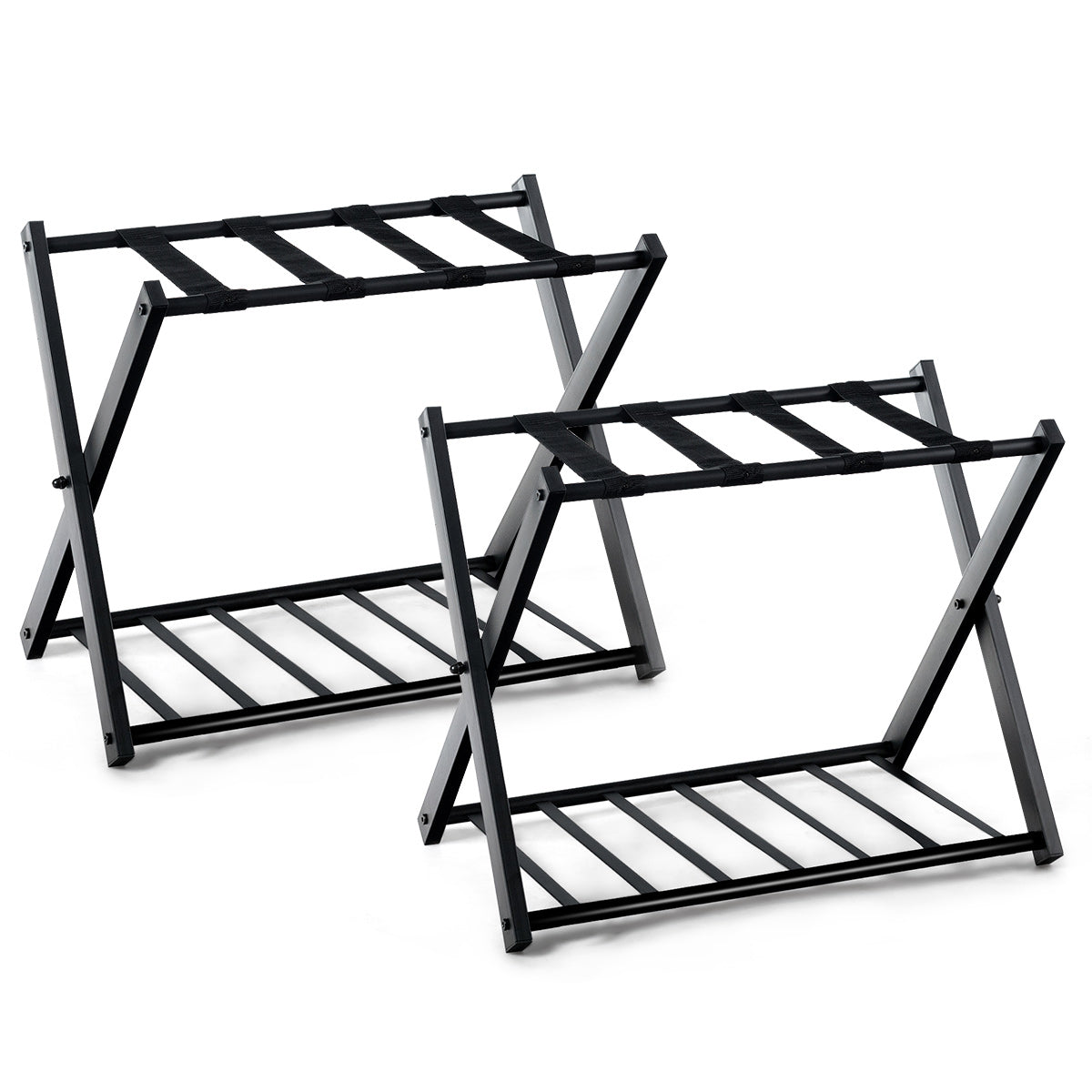 Coast 2er-Set faltbare Gepäckträger - 2-lagig - 68 x 45 x 57 cm - Schwarz