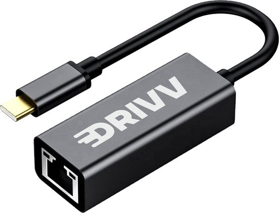 Drivv. USB-C zu Ethernet Adapter / Internet / Netzwerk - 10/100/1000 MBps - Grau
