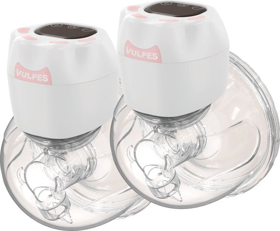 Vulpes Goods® BabyCare - Freihändige Milchpumpe - Elektrische kabellose Milchpumpe - Elektrische Doppelpumpe - Tragbar - 2 Stück