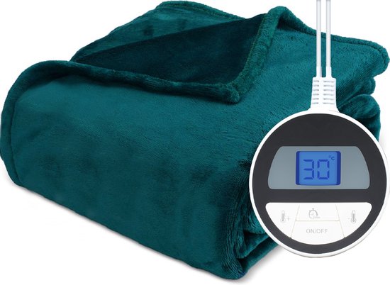 KRAFT - Elektrische Heizdecke - waschbar - mit Timer - 180 x 130 cm - Sacramento Grün