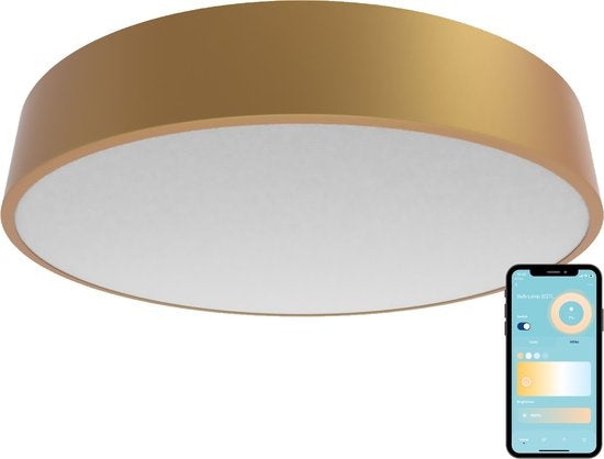 Gologi Smart Ceiling Lamp - Deckenleuchten - LED RGB - Deckenleuchte - Industrial - Schlafzimmer & Wohnzimmer - Ã˜ 30cm - Gold