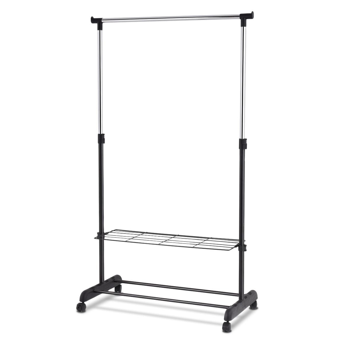 Coast Verstellbarer Kleiderständer mit Rädern und Schuhregalen Garderobe - Schwarz - 84 x 42 x (92-168) cm