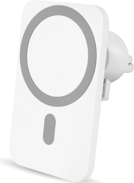 Nuvance - Auto-Telefonhalterung - Geeignet für MagSafe iPhone 12/13/14/15 - Telefonhalterung mit drahtlosem Ladegerät - Magnetische Autohalterung - Weiß